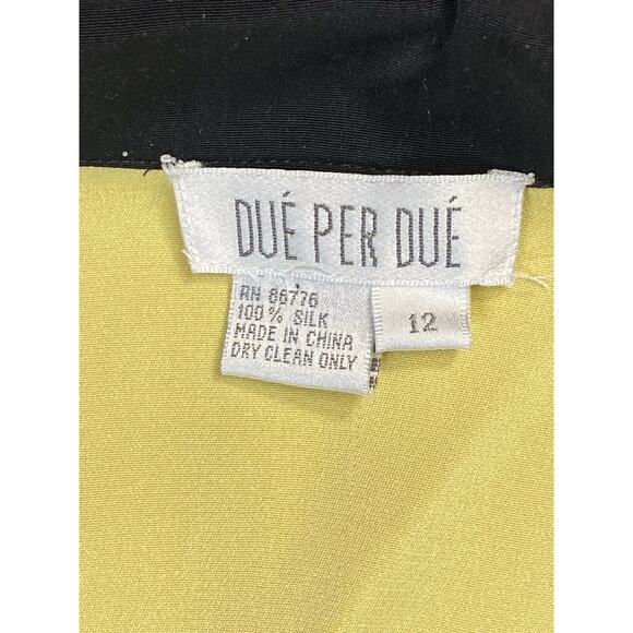 Vintage Due Per Due S 12 %100 Silk Yellow Blouse Long Sleeve Shirt Waitress 80s - Picture 2 of 10